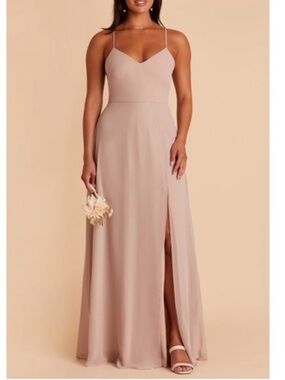 NWT BIRDY GREY‎ Adelle Dress Taupe Chiffon Formal Bridesmaid size Large